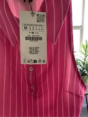 Zara Pink Striped Sleeveless Bodysuit